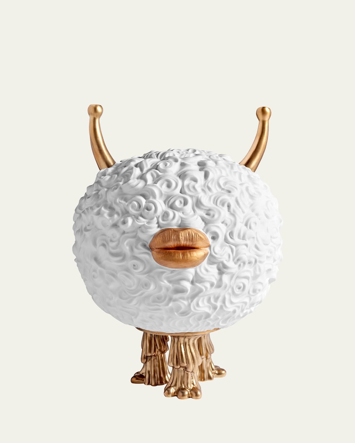 L'objet Haas 24k Goldplated & Porcelain Monster Incense Burner In White