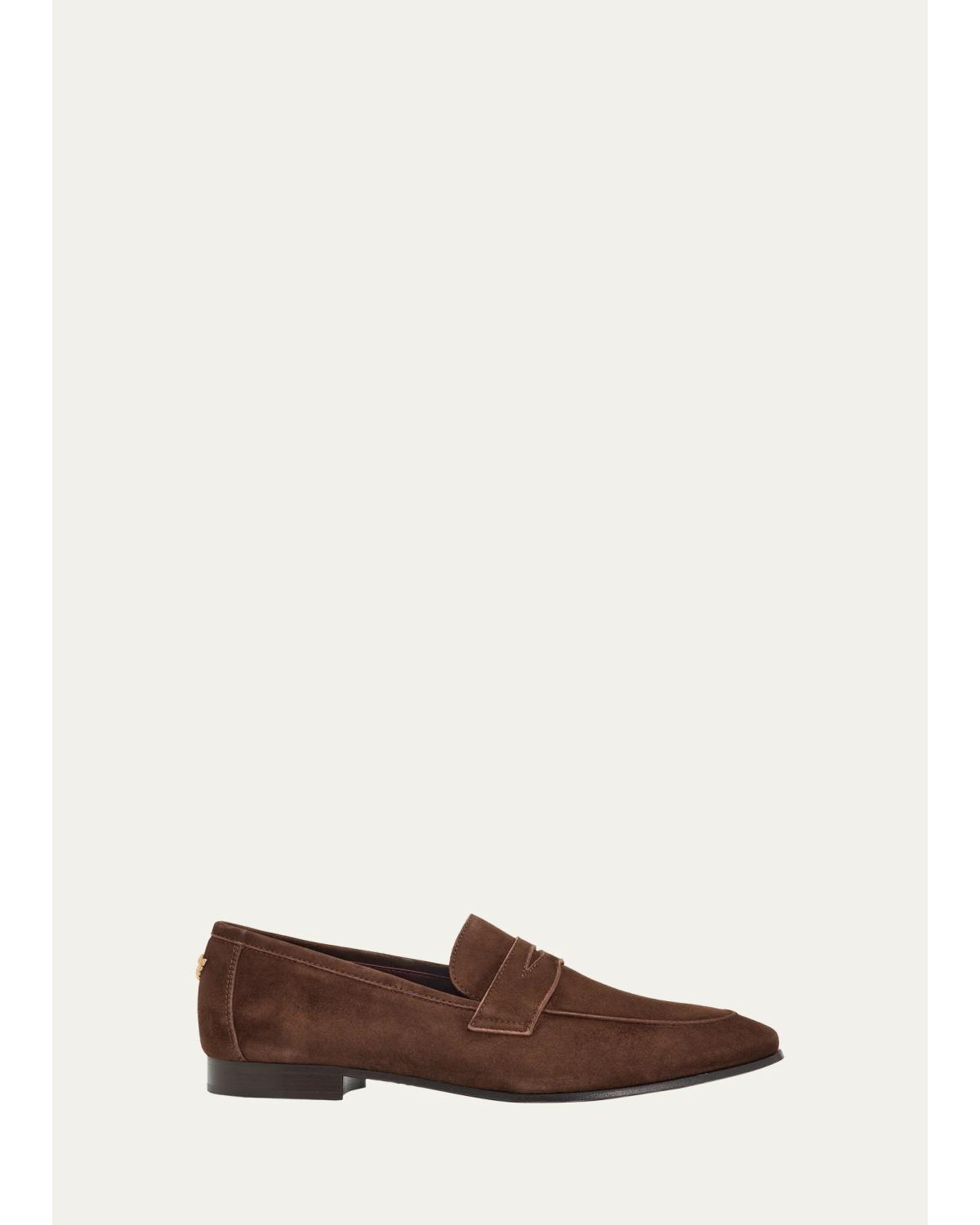 Bougeotte Coffee Suede Flat Loafers In Brown Cof