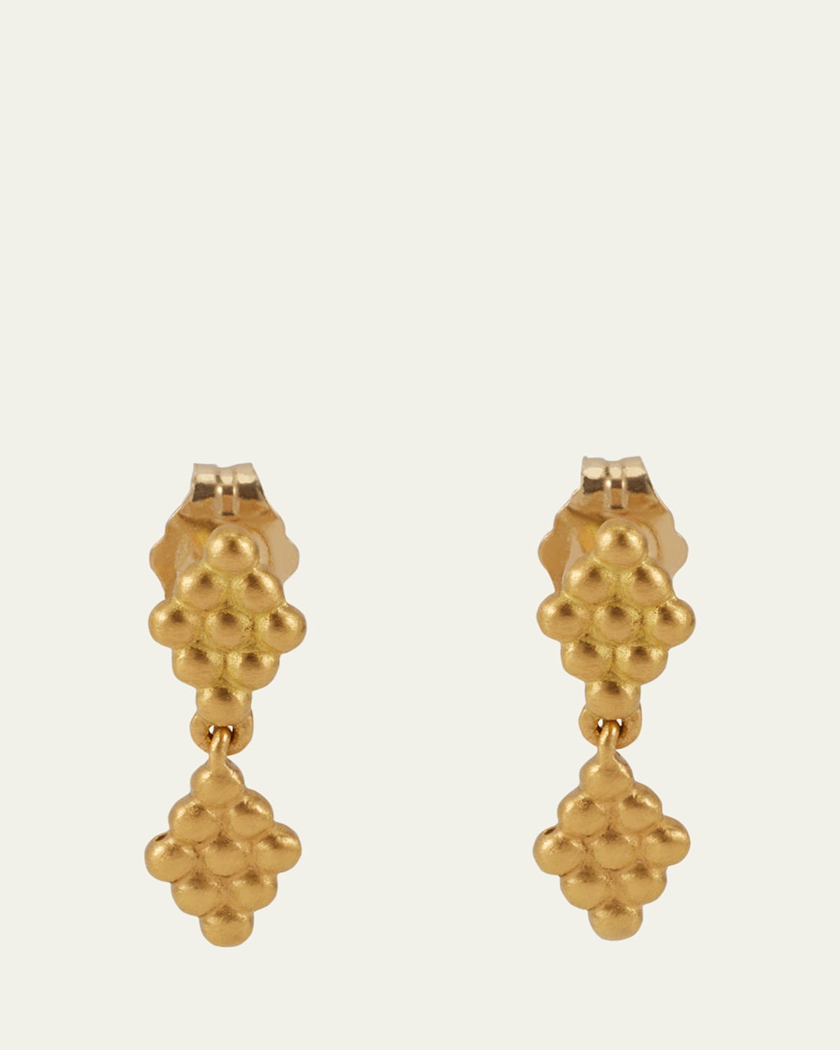 18K Yellow Gold Diamond Moonface Galaxy Button Earrings