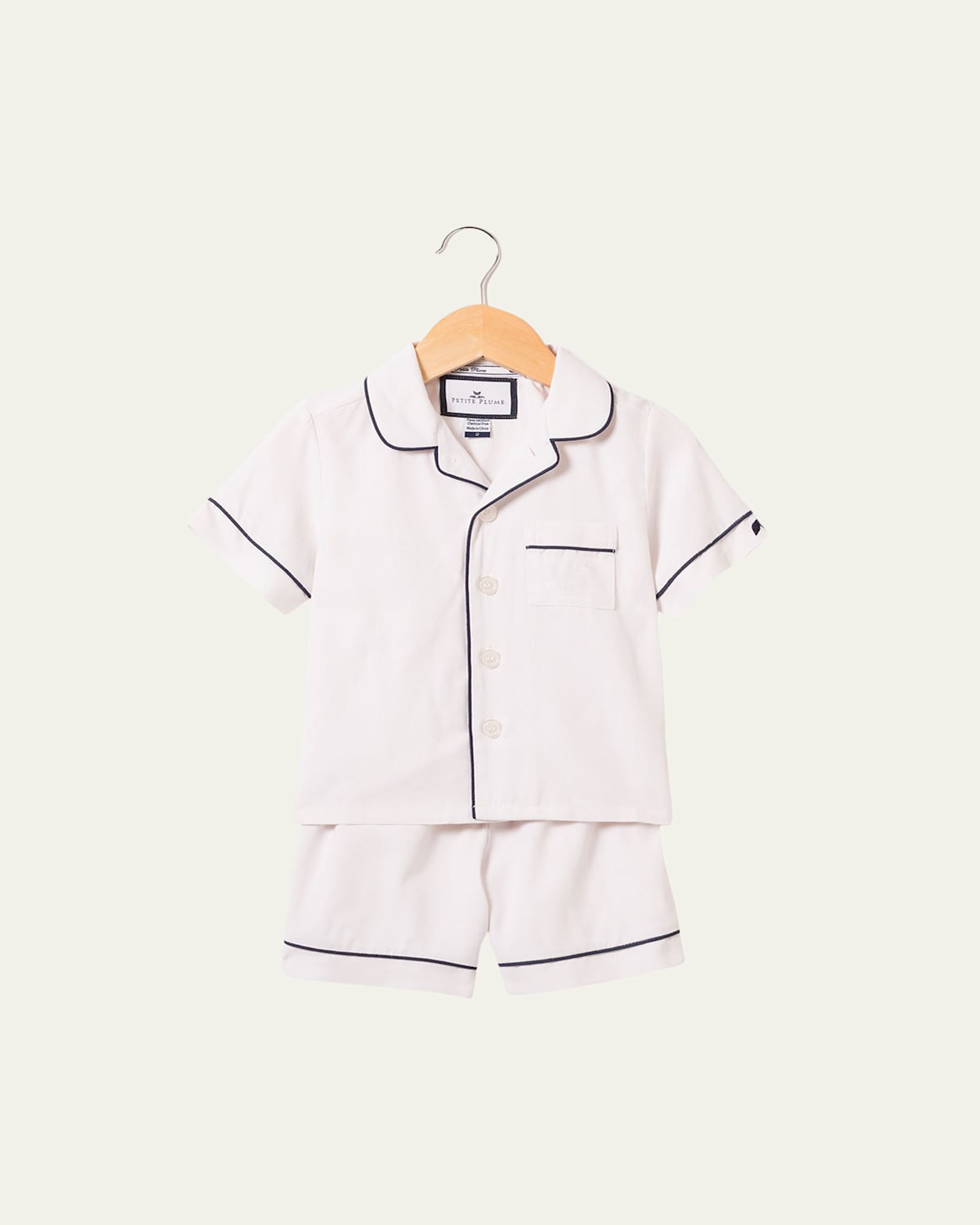 Petite Plume Kid's Classic Pajama Set w/ Contrast Piping, Size 6M-14