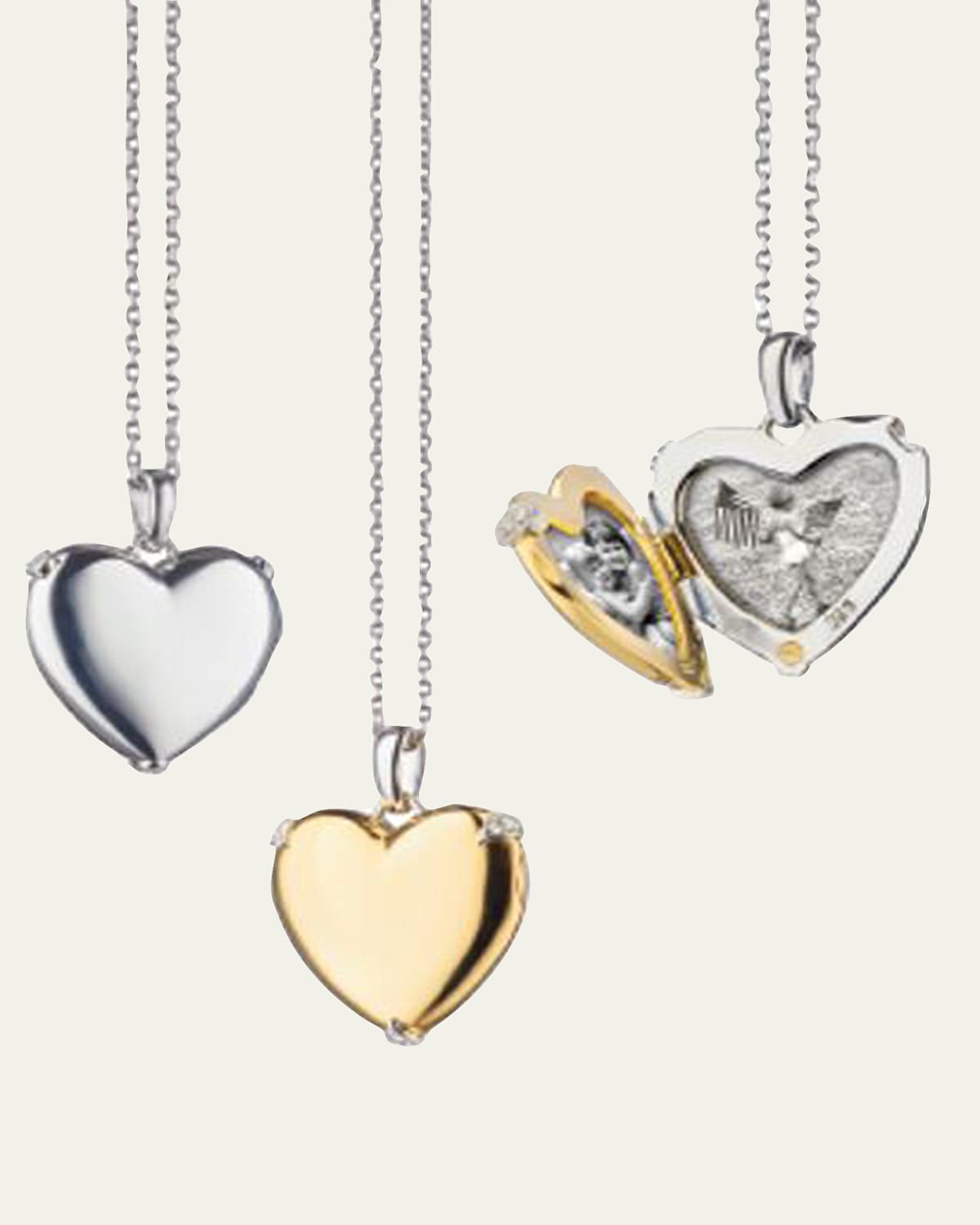 18K Yellow Gold & Sterling Silver Heart Locket Necklace w/ Diamond Accents