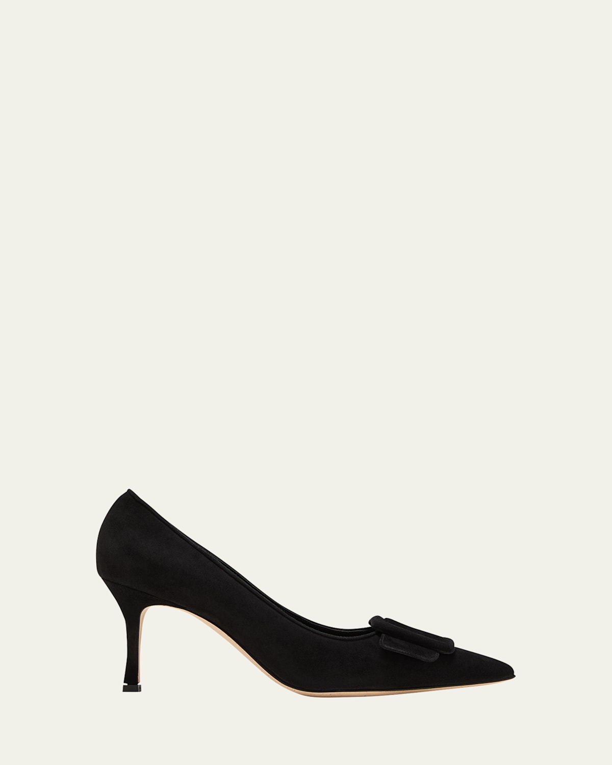 Manolo Blahnik Maysale Suede Pointed-toe Buckle Pumps In Black