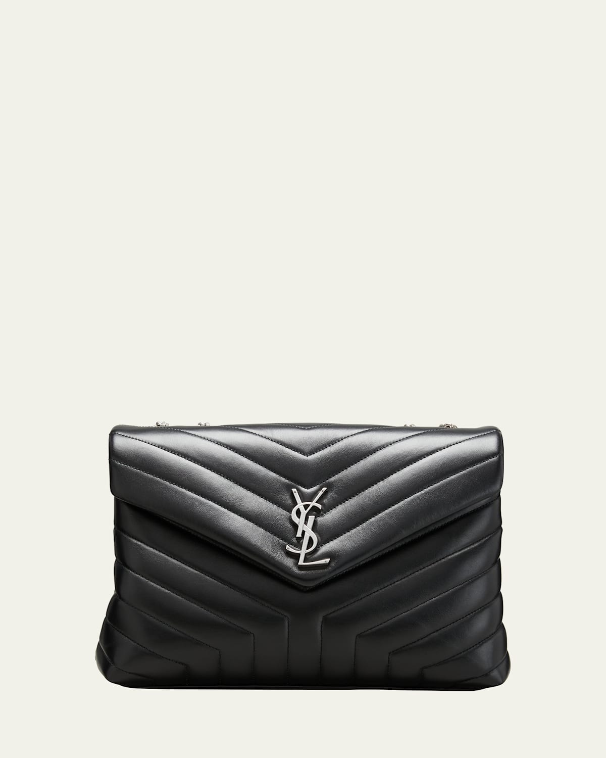 Saint Laurent Loulou Medium Ysl Matelasse Calfskin Flap-top Shoulder Bag In Black