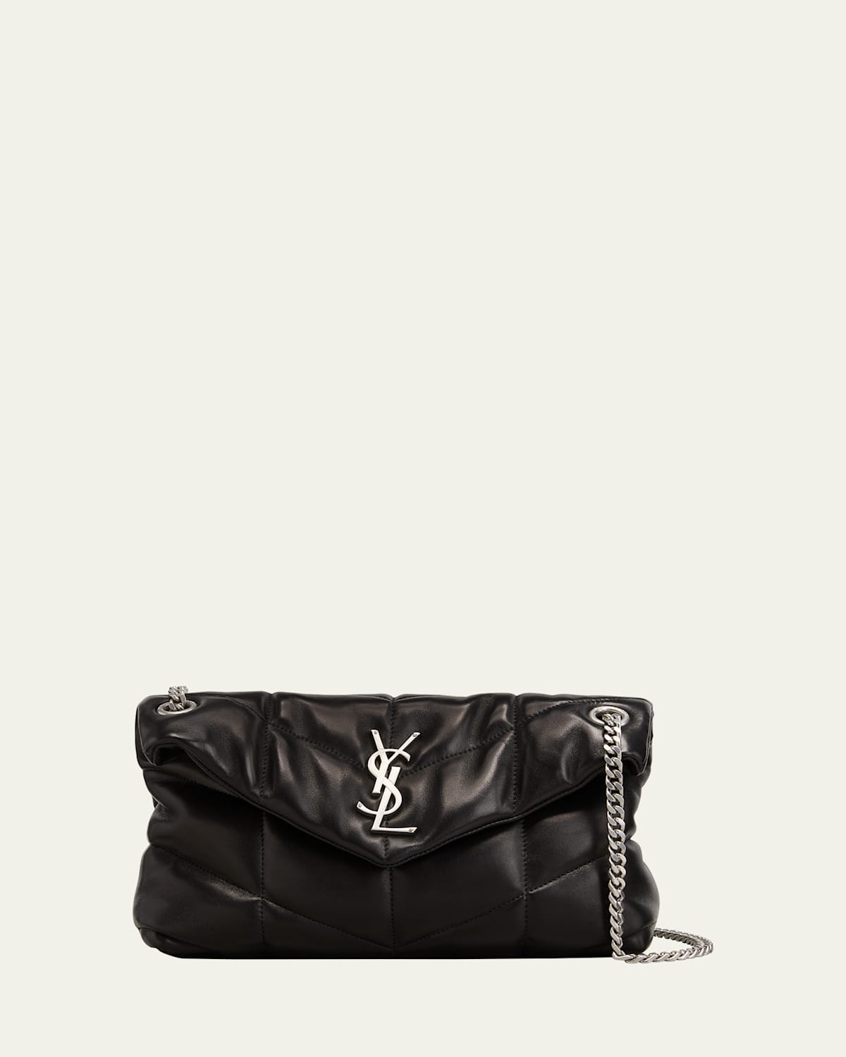 Saint Laurent Lou Puffer Small Ysl Shoulder Bag In Quilted Leather In Black