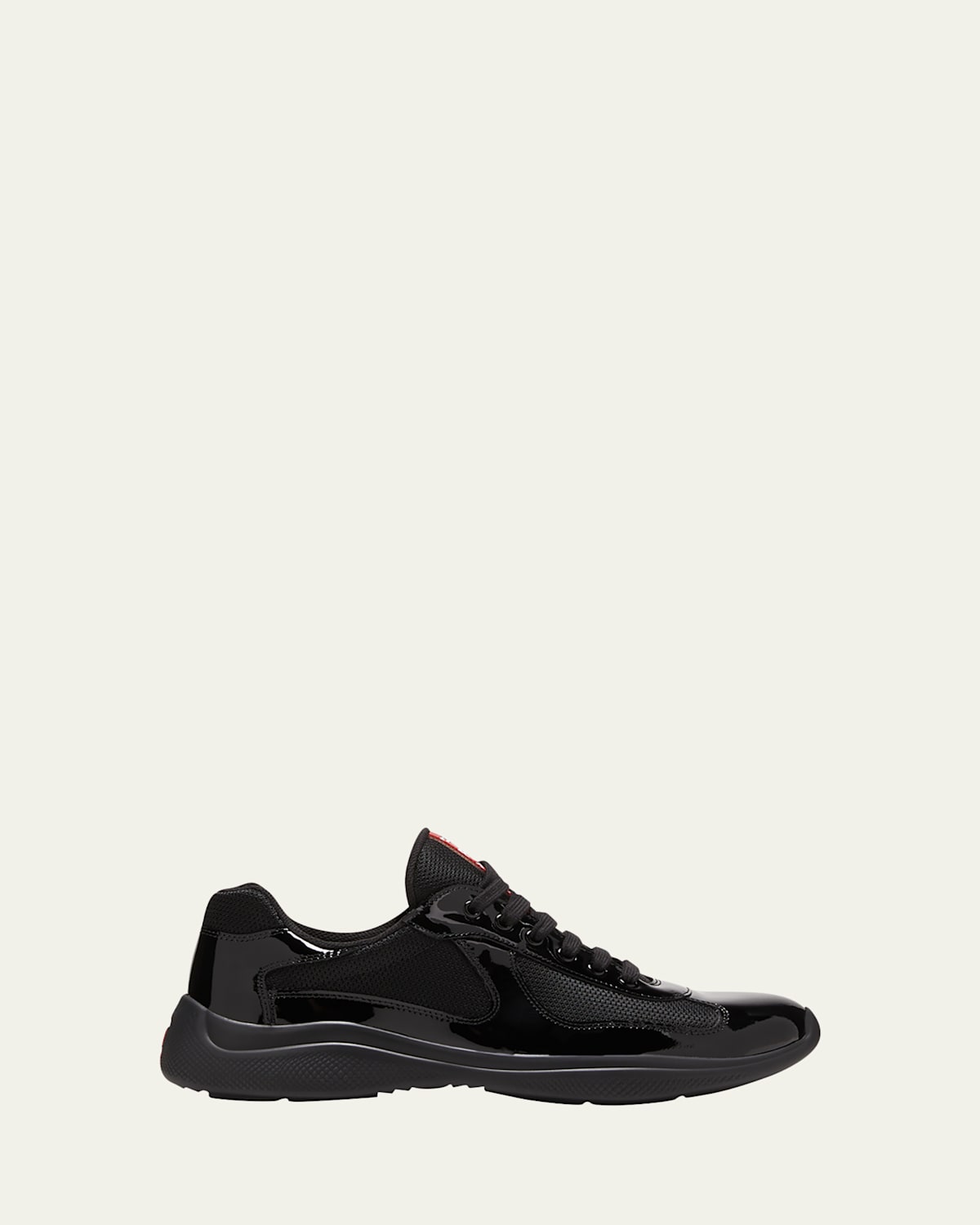 Prada Men's America's Cup Patent Leather Patchwork Sneakers In Black Black