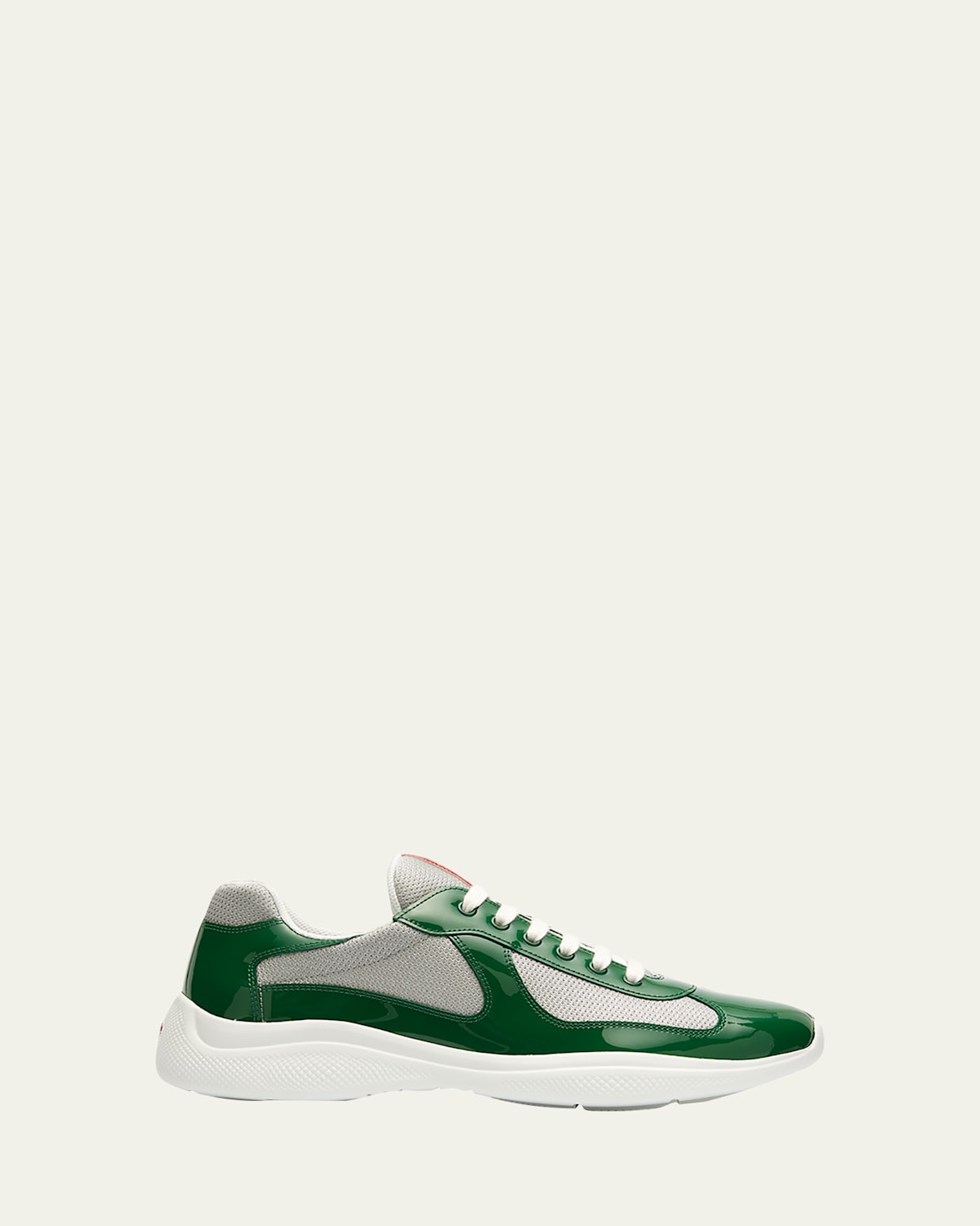 Prada Round Toe Sneakers In Green Silver