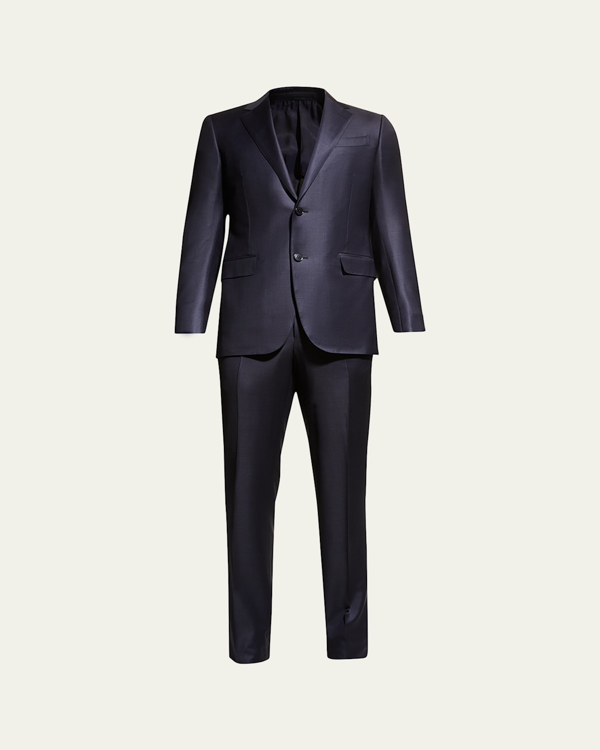 Zegna Men's Wool Tic-weave Suit In Navy