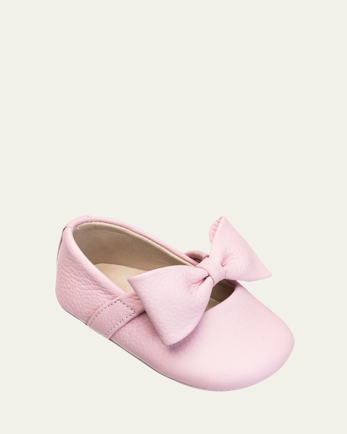 Shop Elephantito Girl's Leather Ballet Flat W/ Bow, Baby In Pink