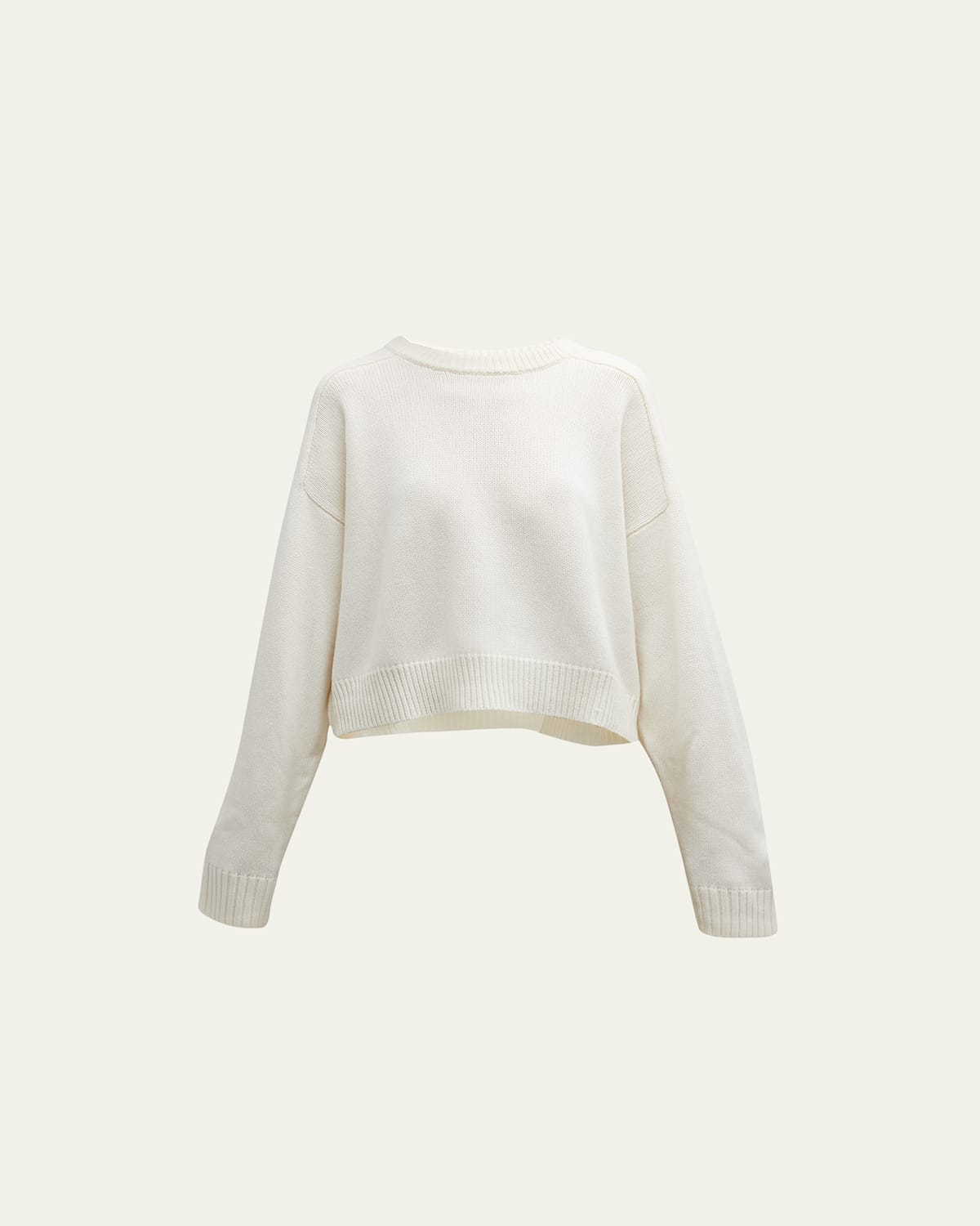 Loulou De Saison Bruzzi Wool-cashmere Raglan-sleeve Crop Sweater In White