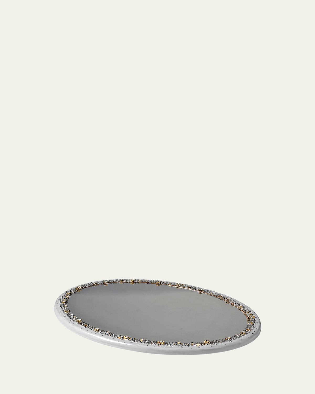 Mike & Ally Duchess Oval Mirrored Vanity Tray In White Pattern