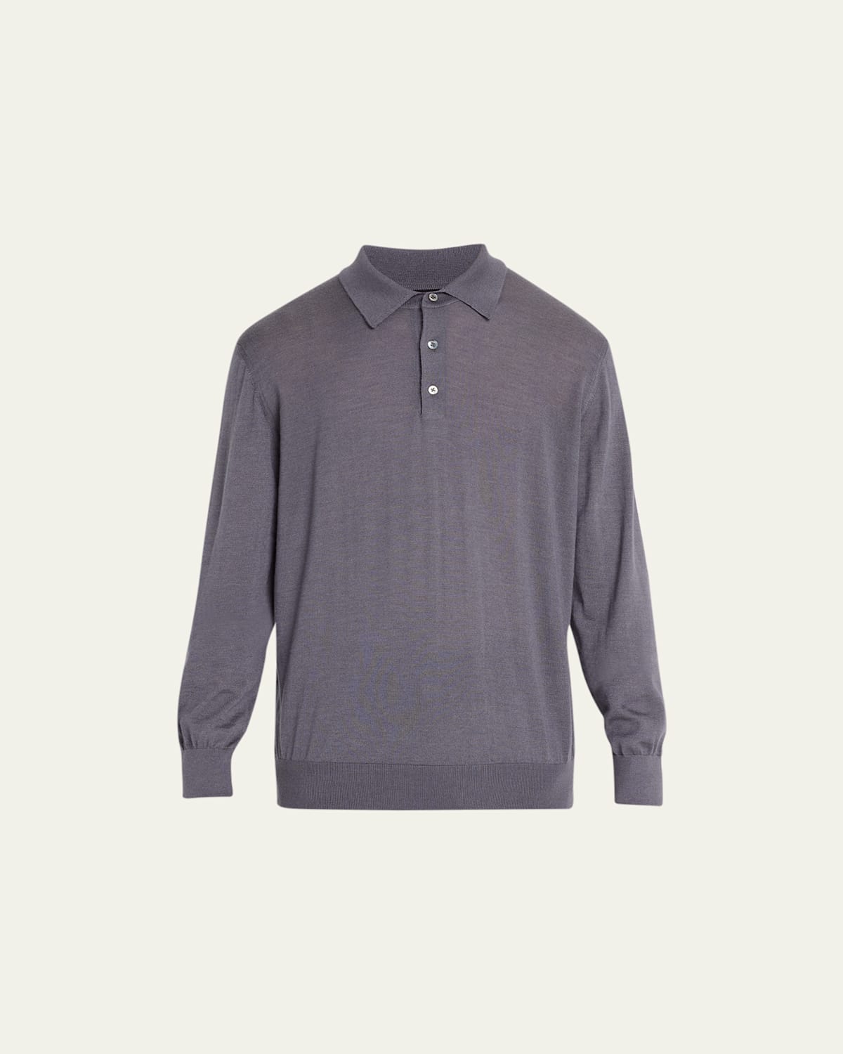Men's Solid Long-Sleeve Polo Shirt