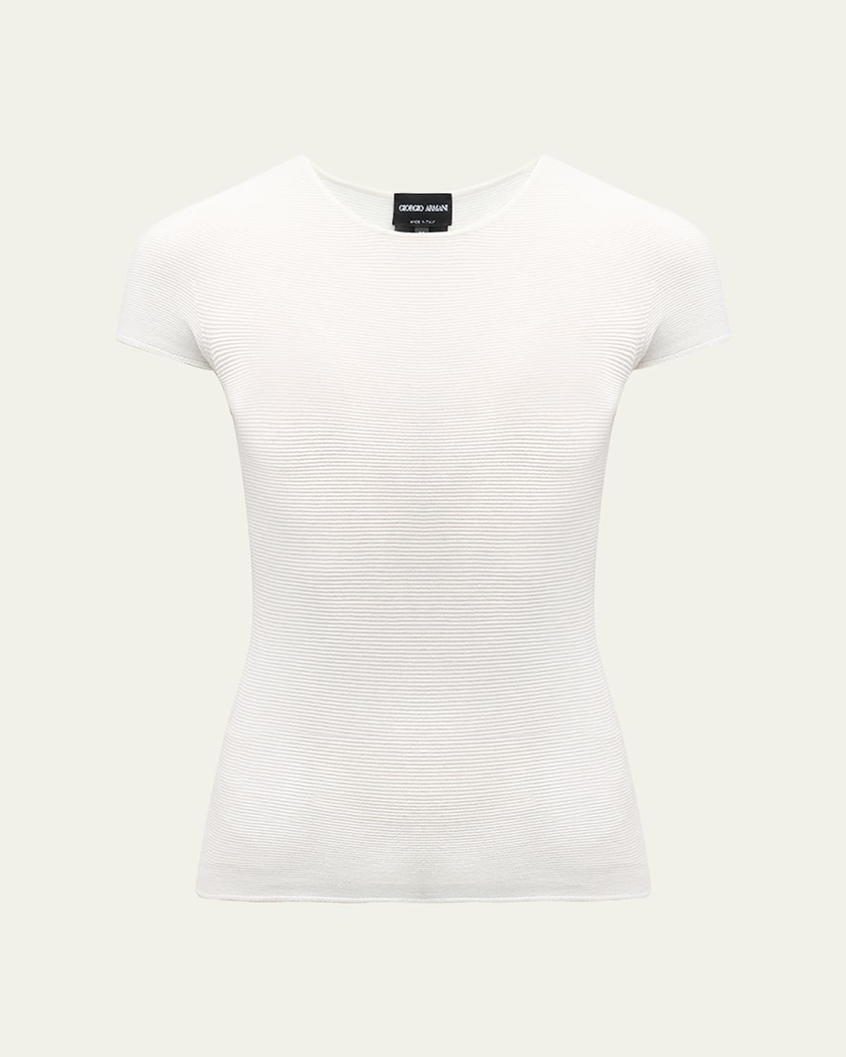 Giorgio Armani Scoop-neck Short-sleeve Ribbed Tee In Solid White