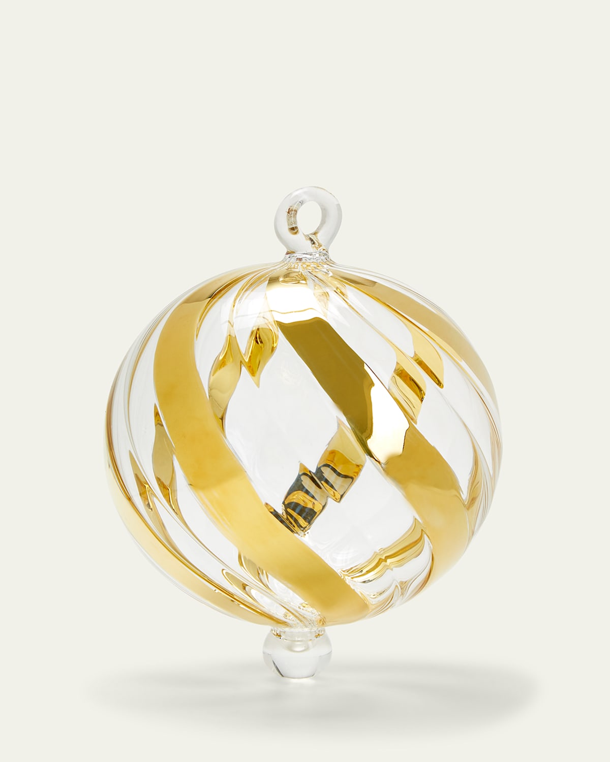 Bergdorf Goodman 4" Ball With Gold Stripes Christmas Ornament In Gold