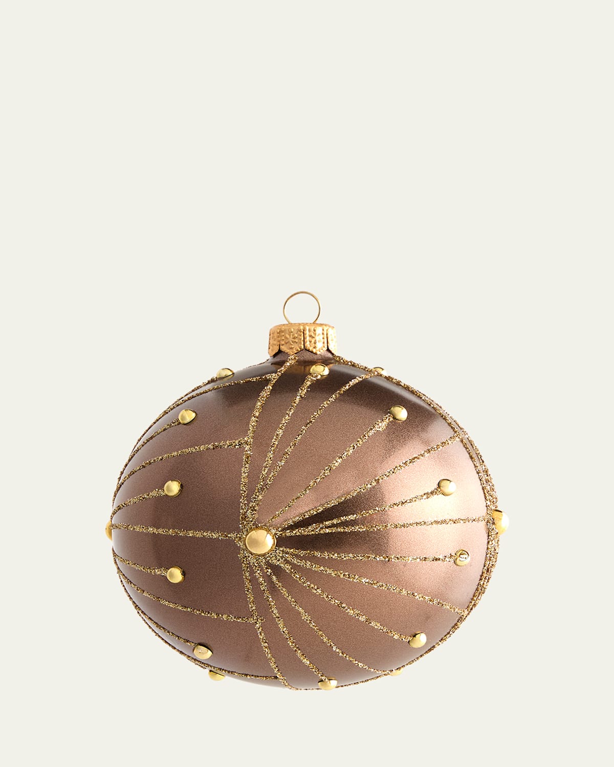 Bergdorf Goodman Bronze Glitter Line Ball Christmas Ornament In Brown