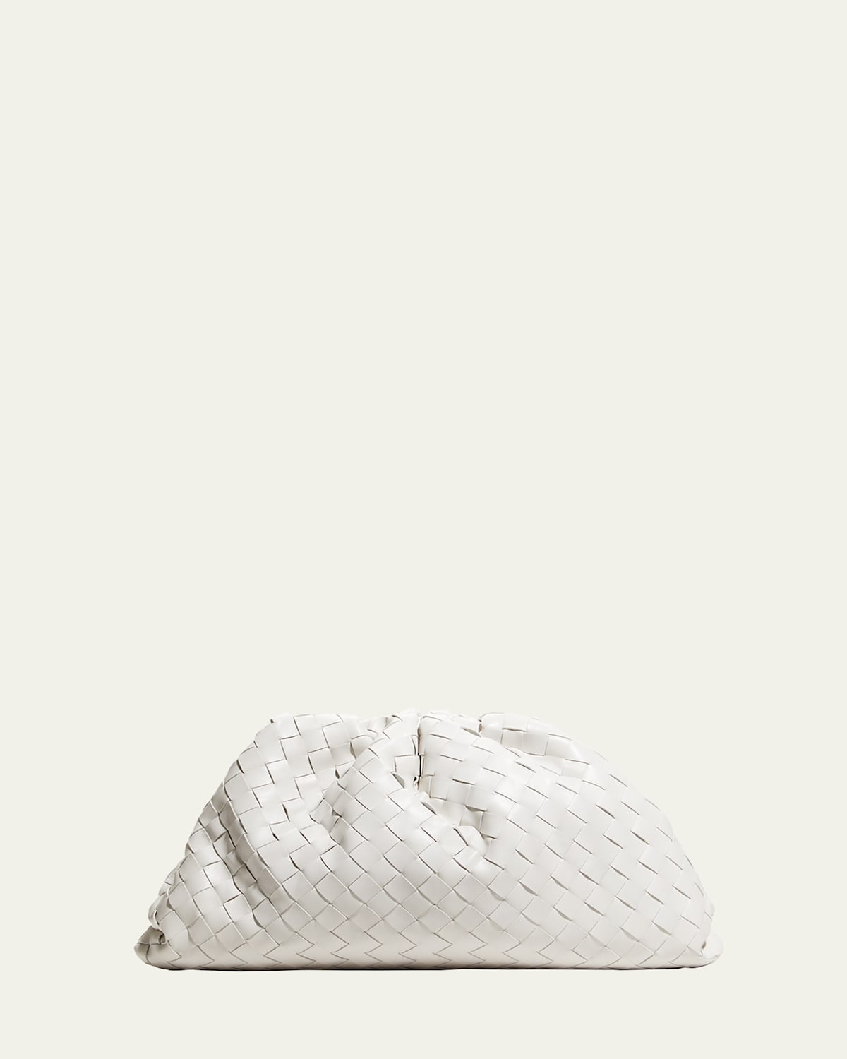 Bottega Veneta The Pouch Intrecciato Clutch Bag In Chalk