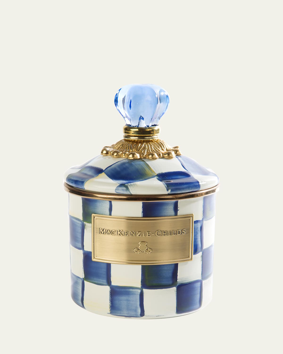 Mackenzie-childs Royal Check Enamel Canister In Blue/white