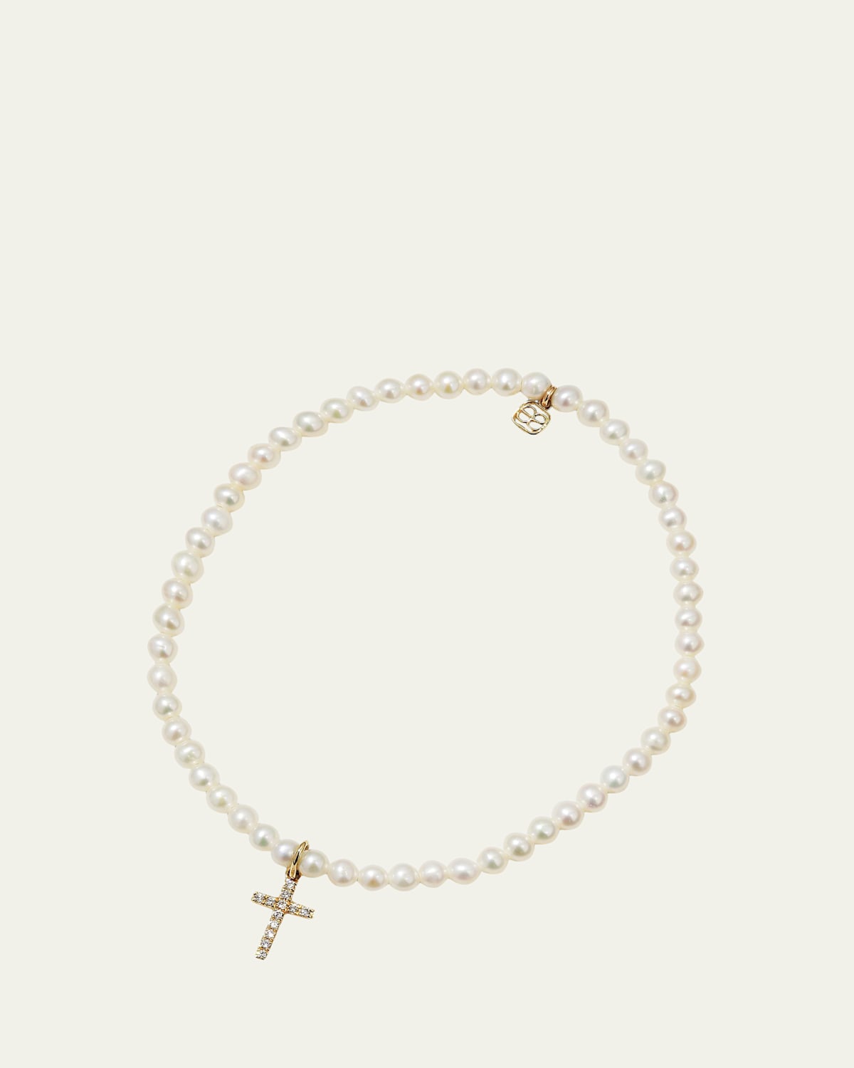 14k Diamond Cross & Pearl Bracelet