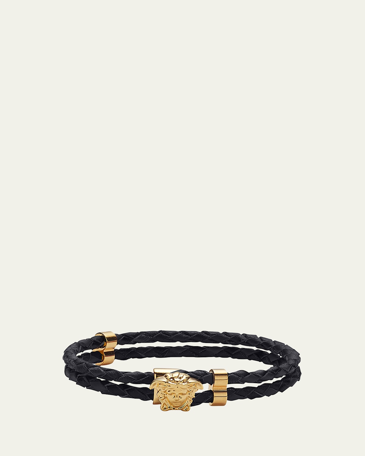 Men's Medusa Two-Row Braided Leather Bracelet