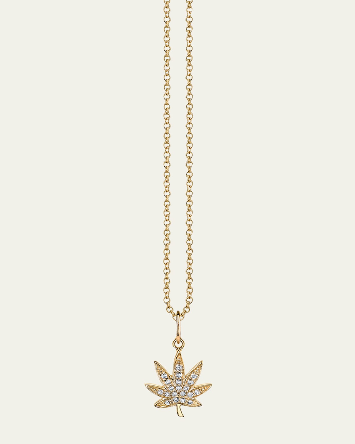 Sydney Evan 14k Diamond Pot Leaf Charm Necklace