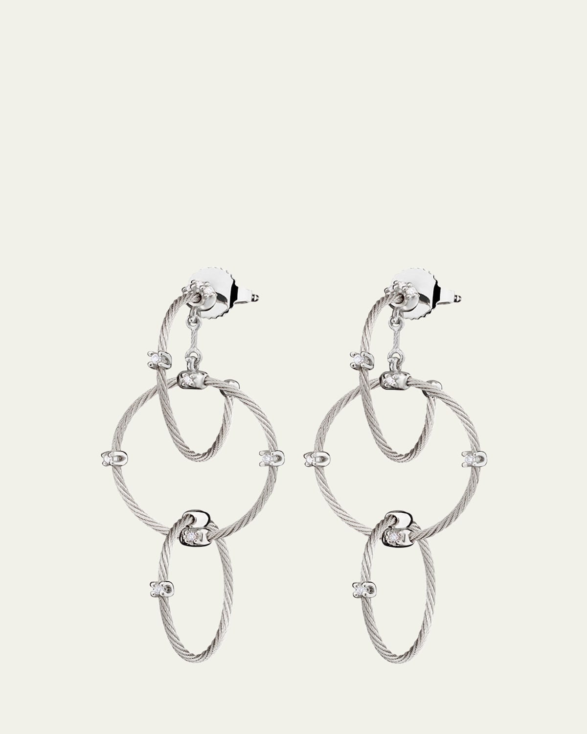 18k White Gold Diamond Link Earrings, 41mm