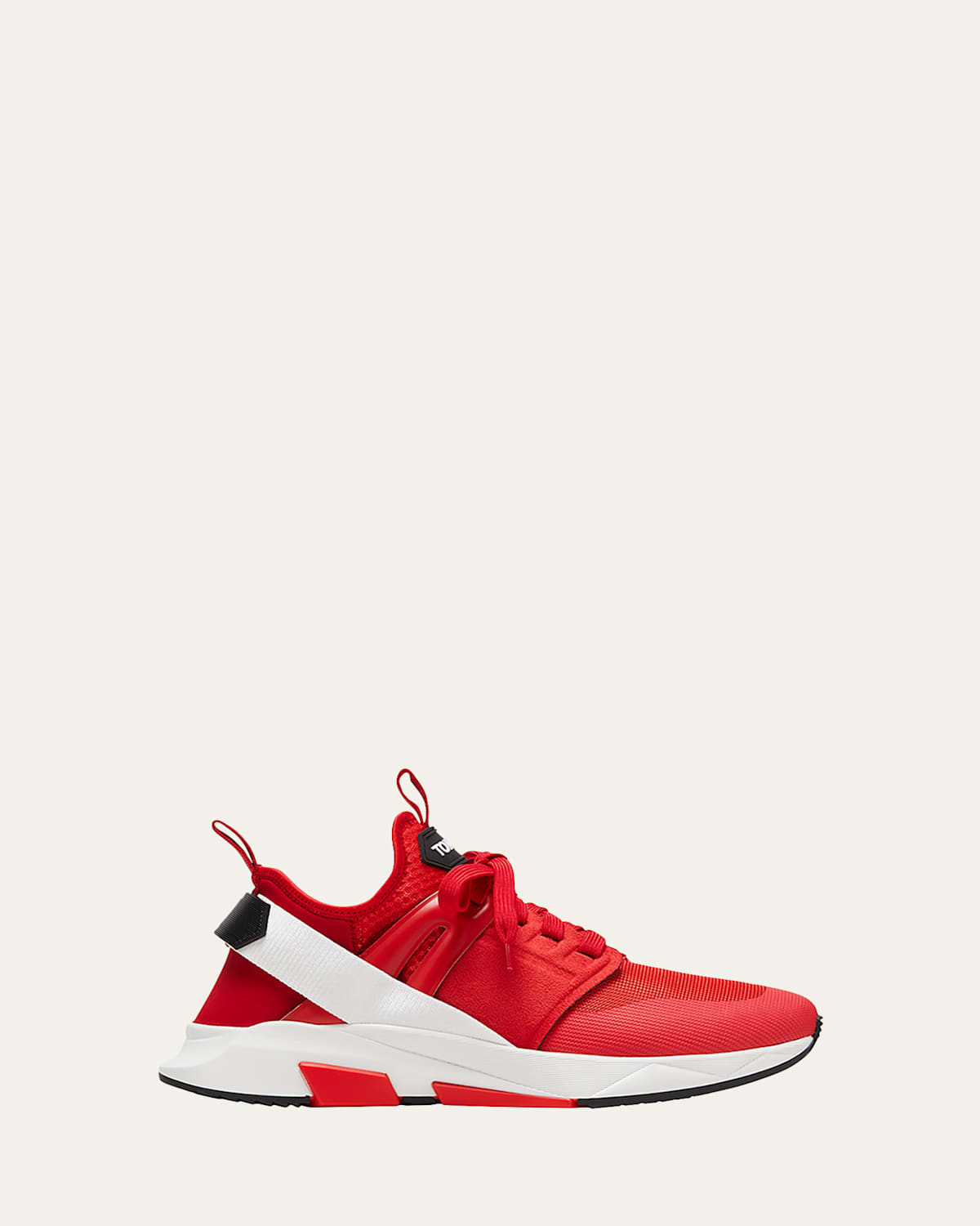Tom Ford Logo-patch Lace-up Sneakers In Red/white