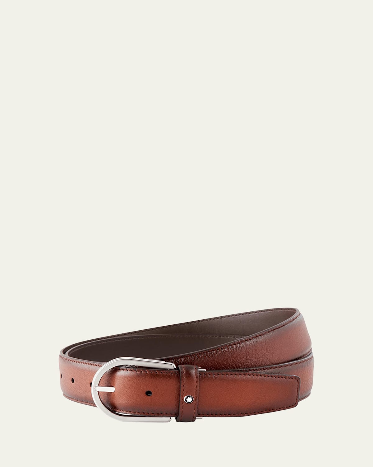 Men's Leather Horseshoe-Buckle Business Belt