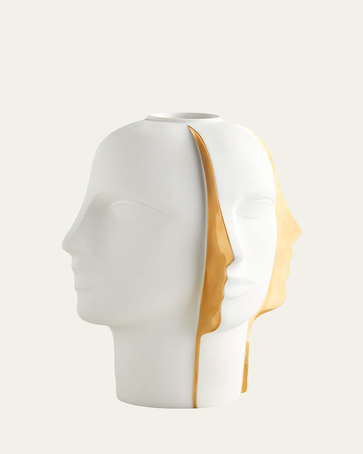 Jonathan Adler Atlas Split Vase In White,gold
