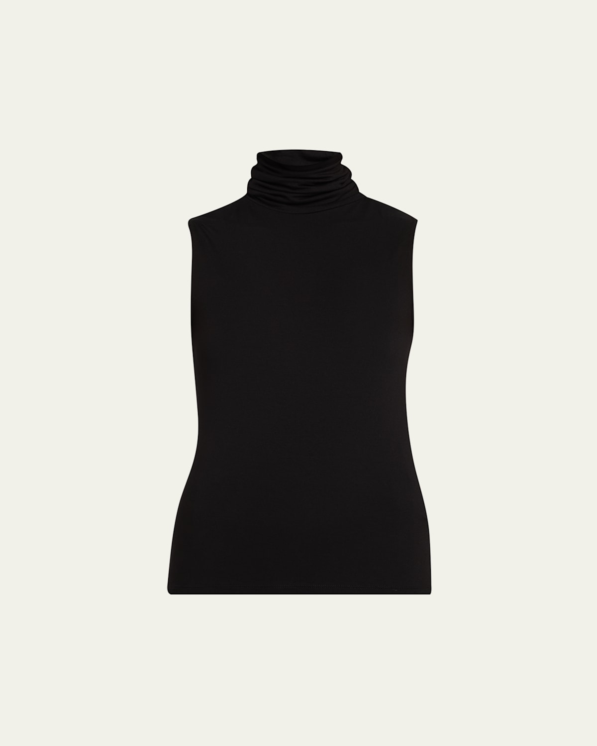 Majestic Soft Touch Viscose Sleeveless Turtleneck Top In Black
