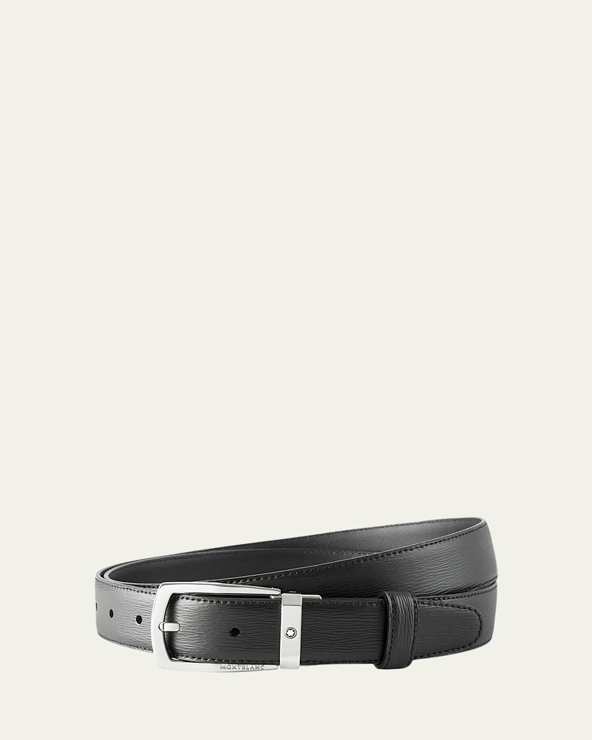 Montblanc Men's Trapeze Textured Cowhide Leather Belt