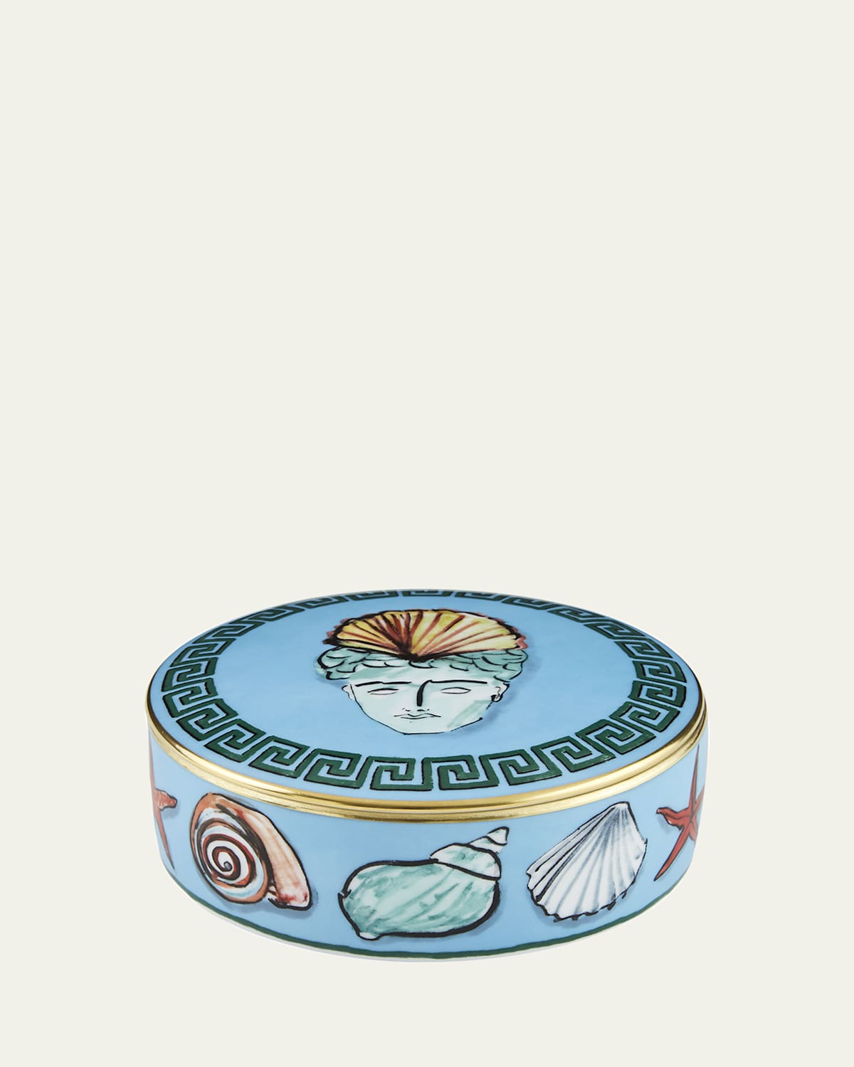 Ginori 1735 Il Viaggio Di Nettuno Round Box, Blue In Blue