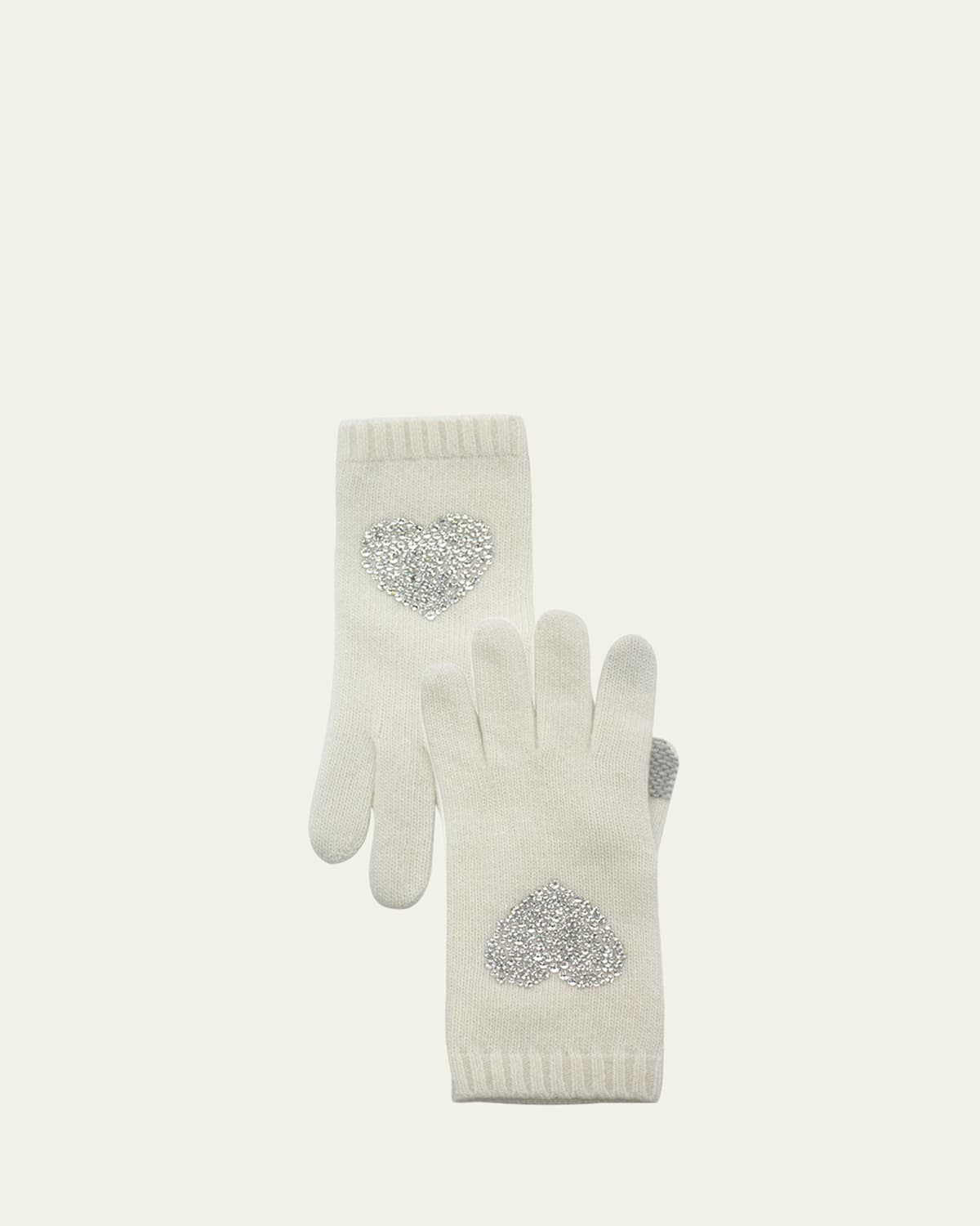 Portolano Cashmere Tech Gloves with Swarovski Heart