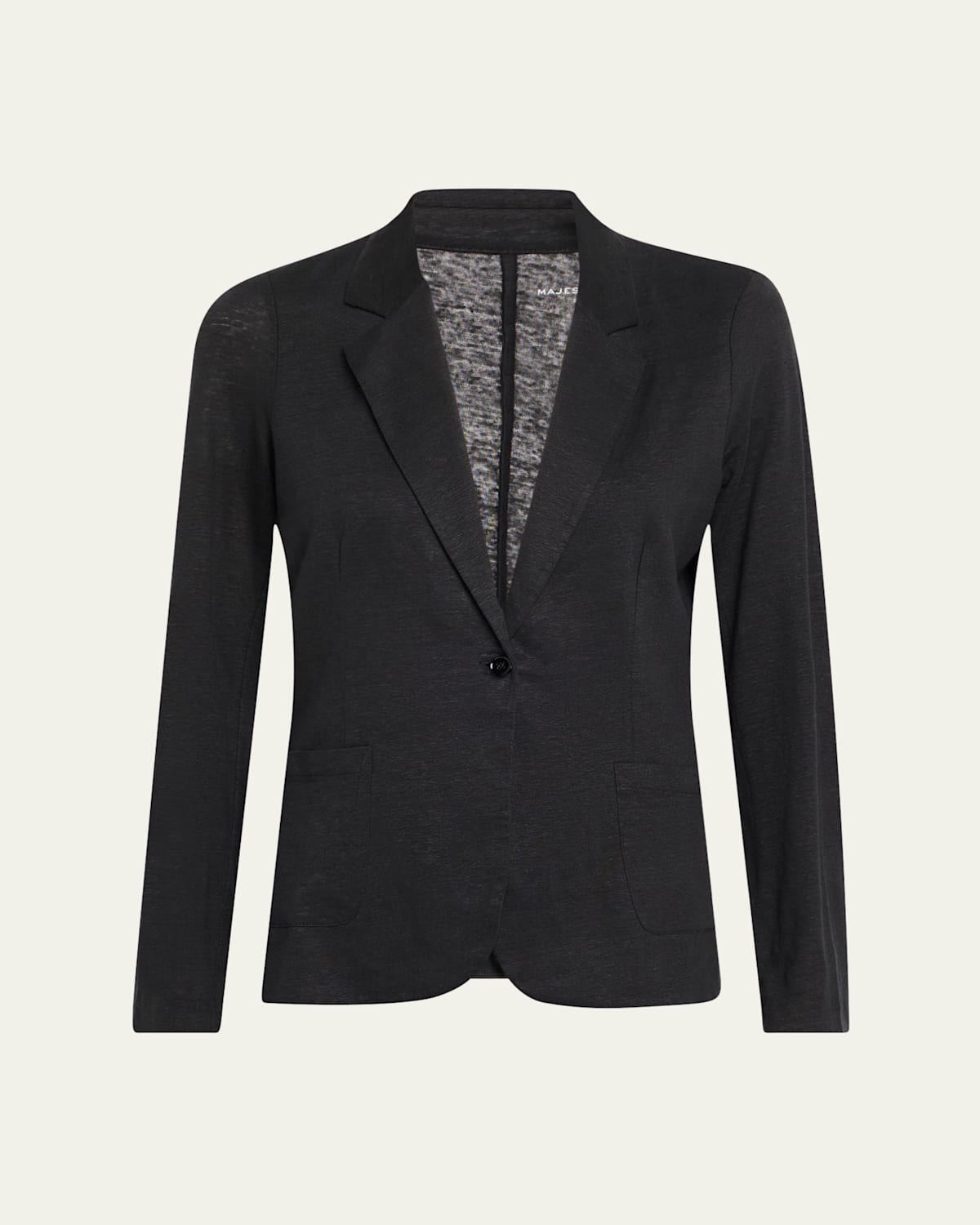 MAJESTIC STRETCH LINEN ONE-BUTTON BLAZER 