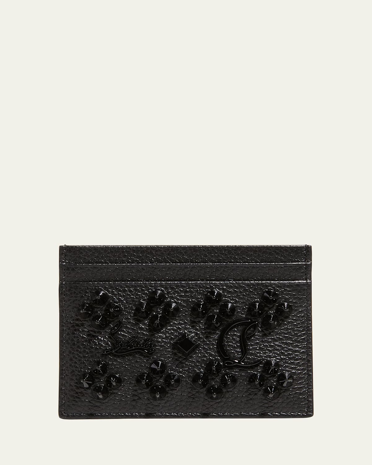 Christian Louboutin Kios Card Case In Leather With Loubinthesky Spikes In Black