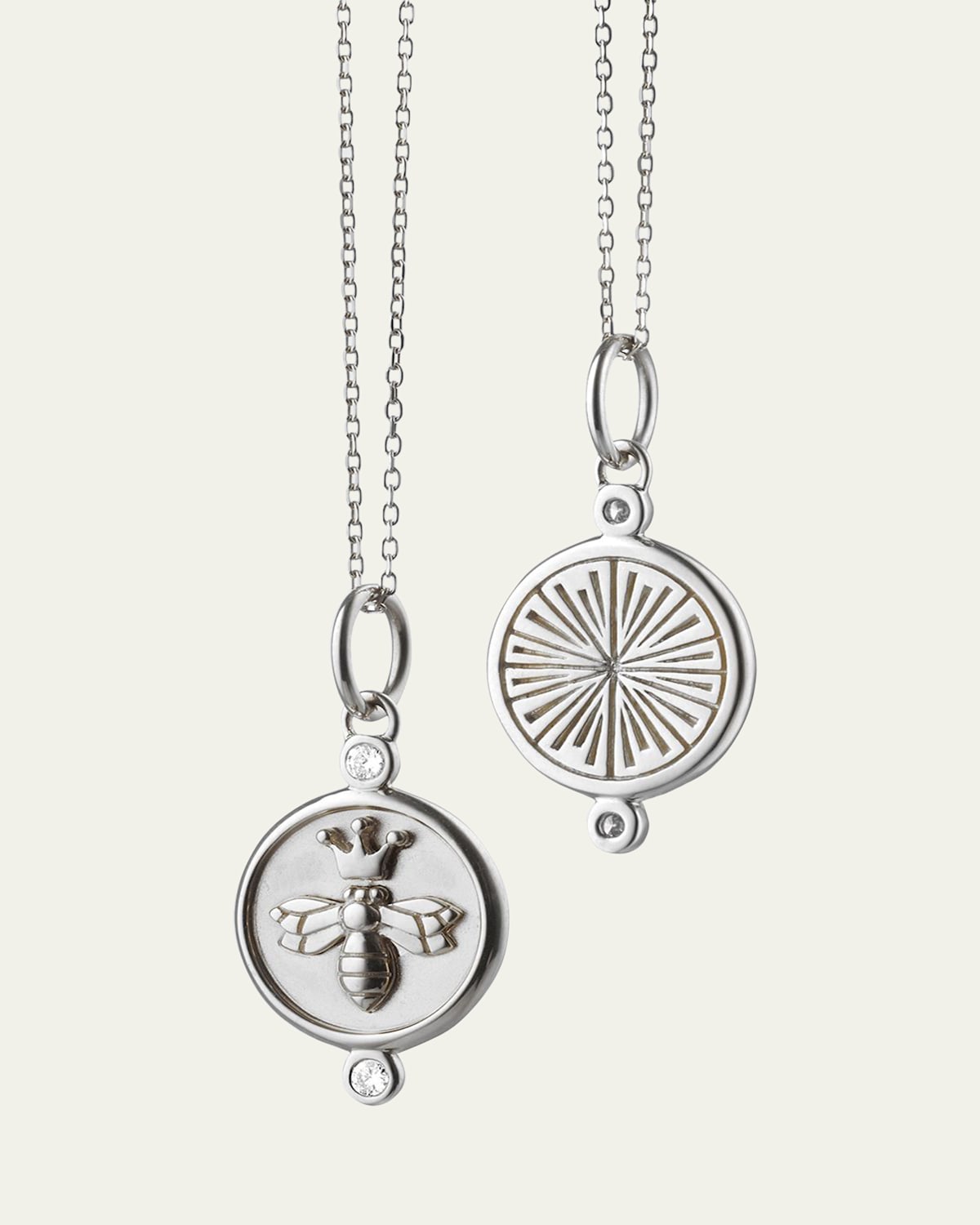 Sterling Silver Queen Bee Charm Necklace with White Sapphire
