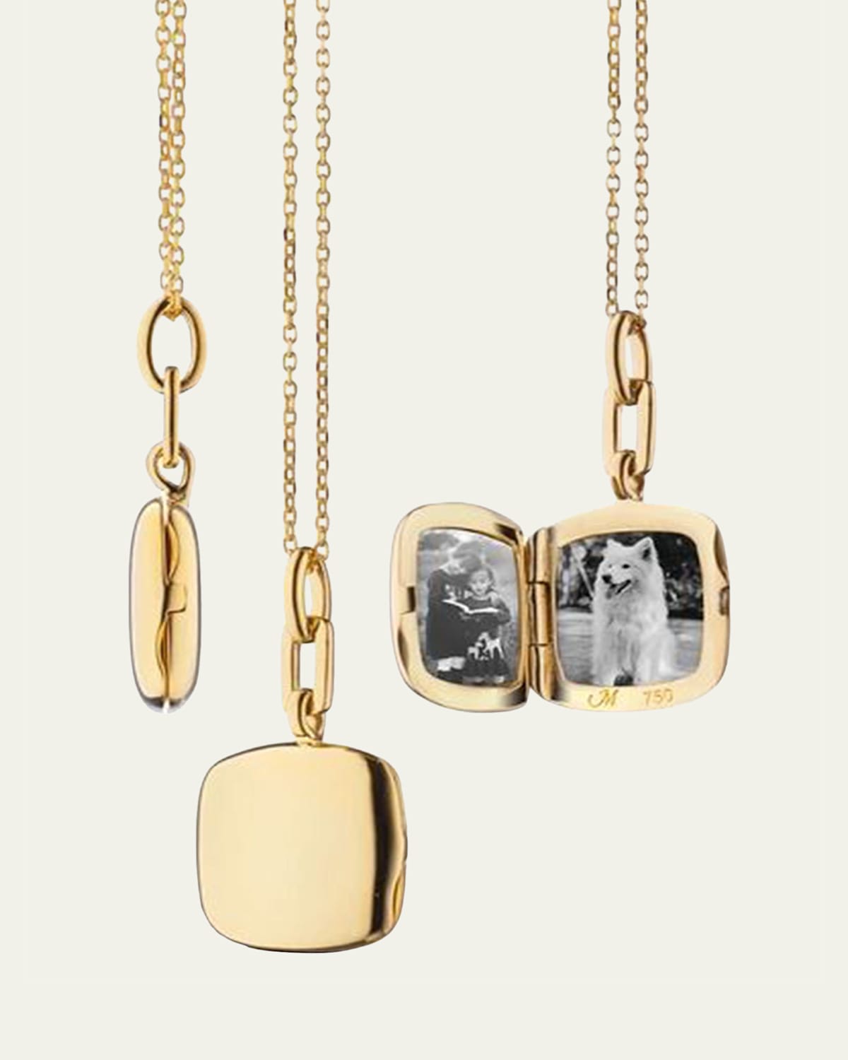 Monica Rich Kosann 18K Gold Slim Cushion Locket Necklace