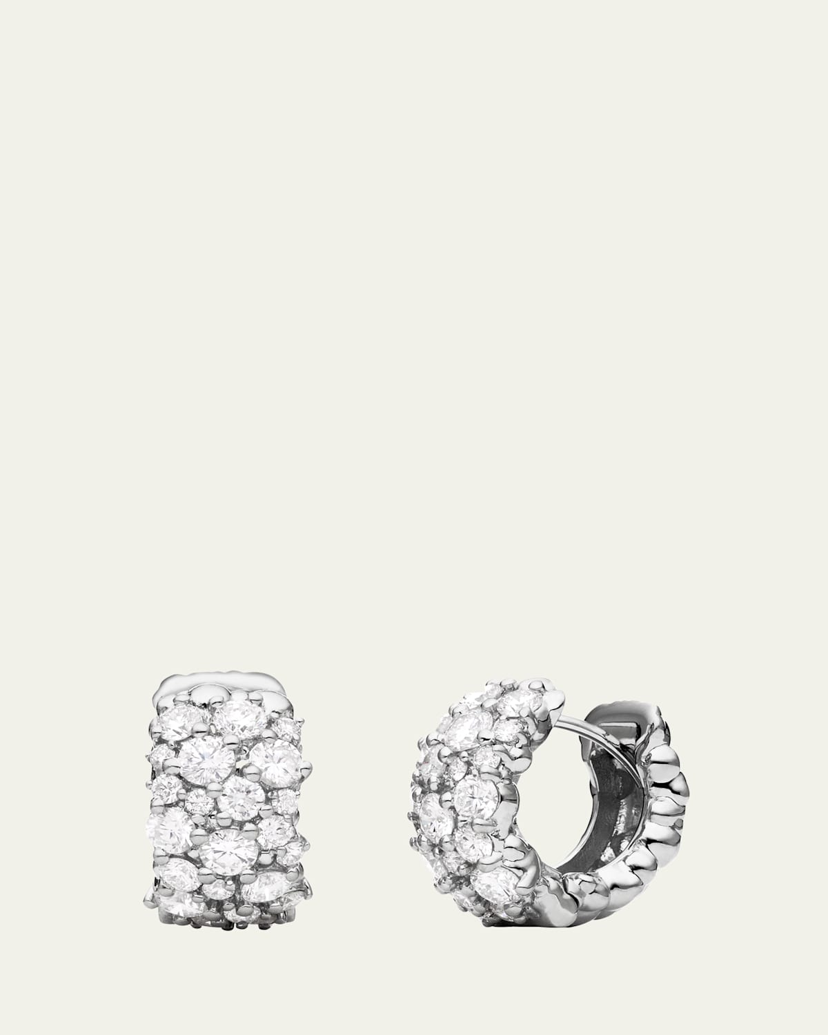 18K White Gold Large White Diamond Confetti Hoop Earrings