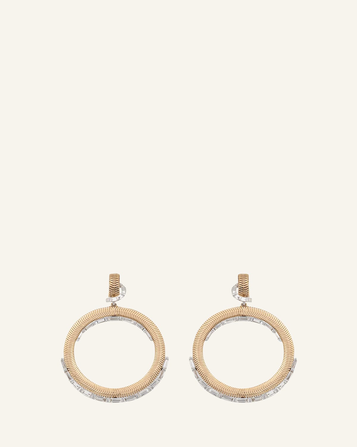 Nikos Koulis Feelings 18k Diamond-Trim Hoop-Drop Earrings