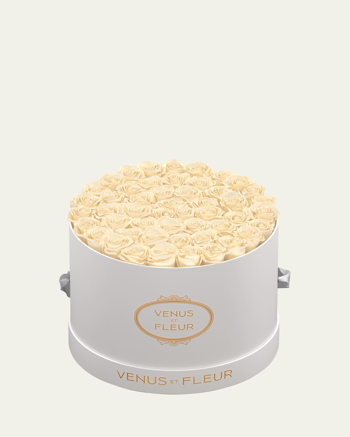 Venus Et Fleur Classic Large Round Rose Box In Pearl