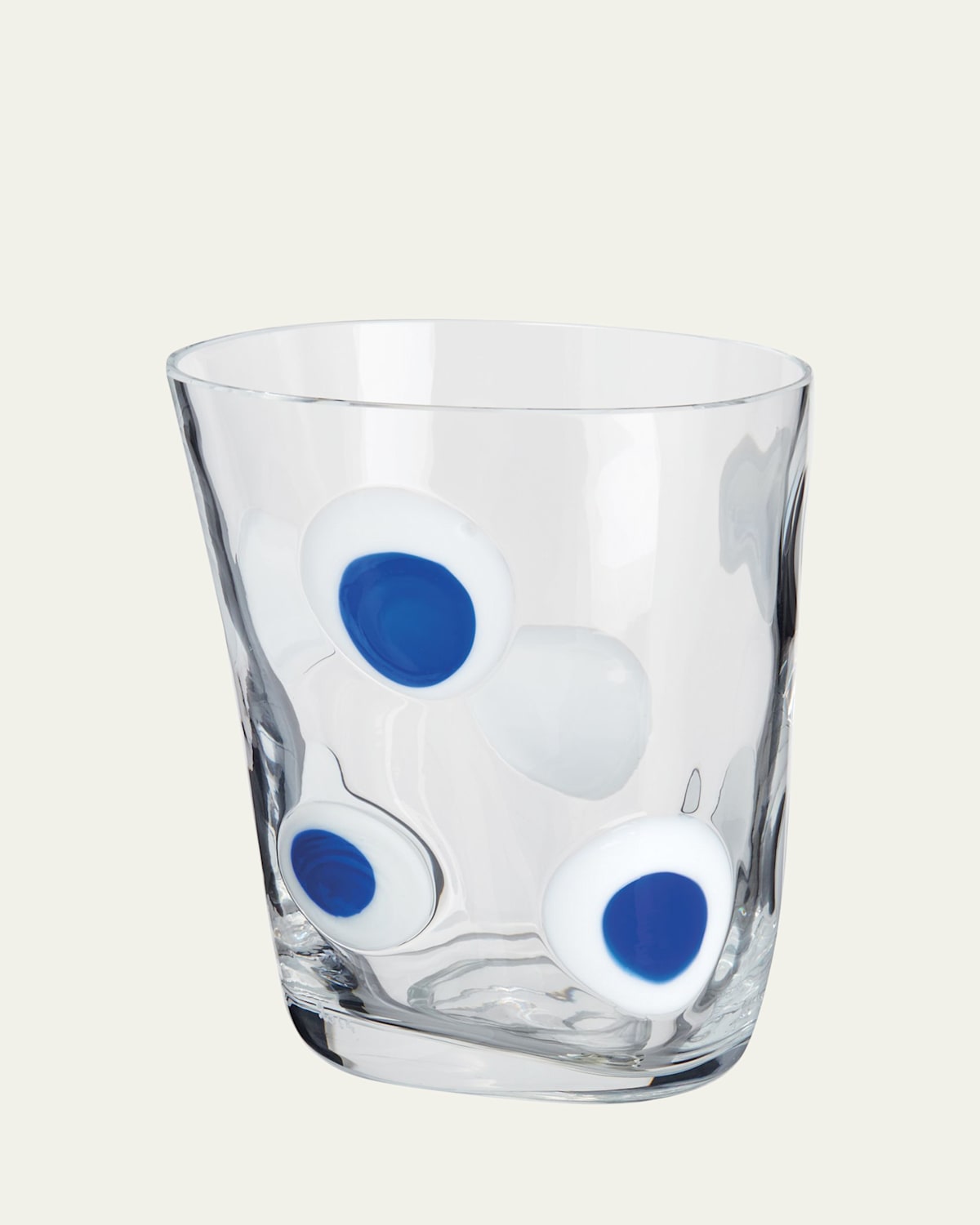 Carlo Moretti Bora White Drinking Glass With Blue Spots In Multi