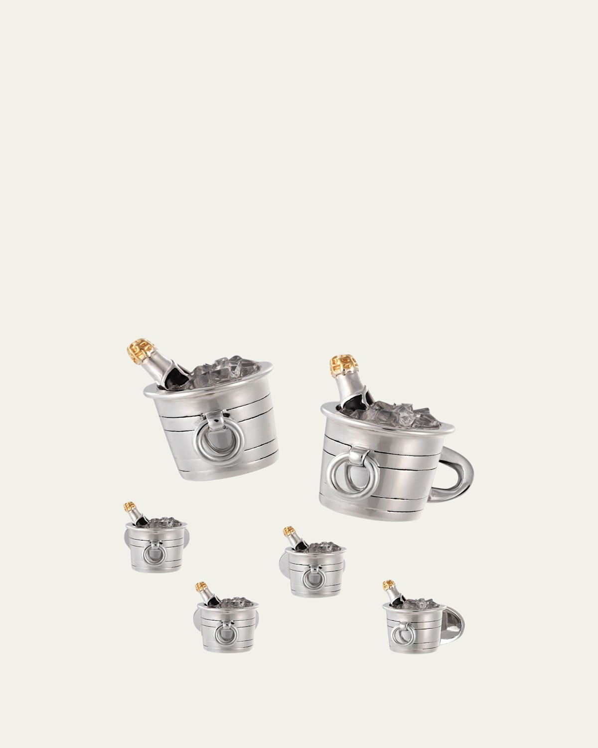 Men's Champagne Bucket Cufflink Stud Set
