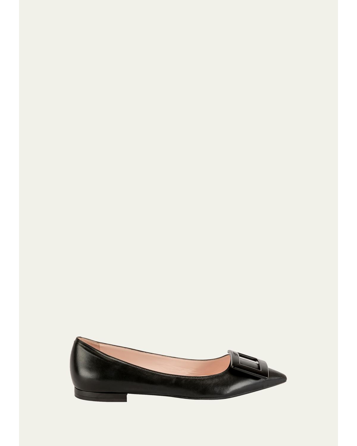 Gommettine Leather Ballet Flats with Tonal Buckle