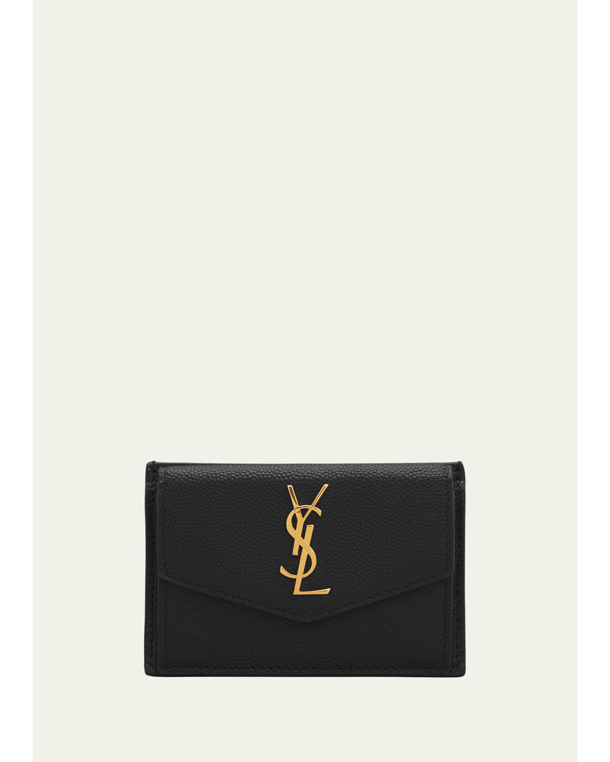 YSL Monogram Flap Card Case in Grained Leather