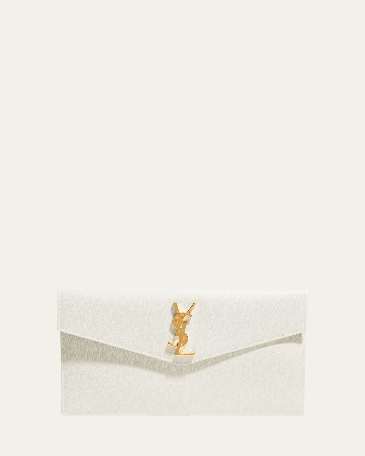 Saint Laurent Uptown Medium Ysl Monogram Grain De Poudre Pouch Bag In Blanc Vintage