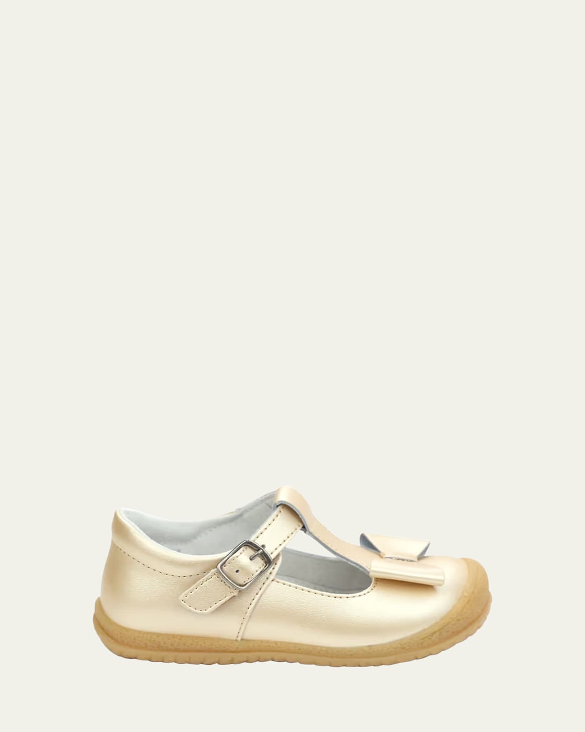 Shop L'amour Shoes Girl's Emma Bow T-strap Mary Jane, Baby/toddler/kids In Champagne