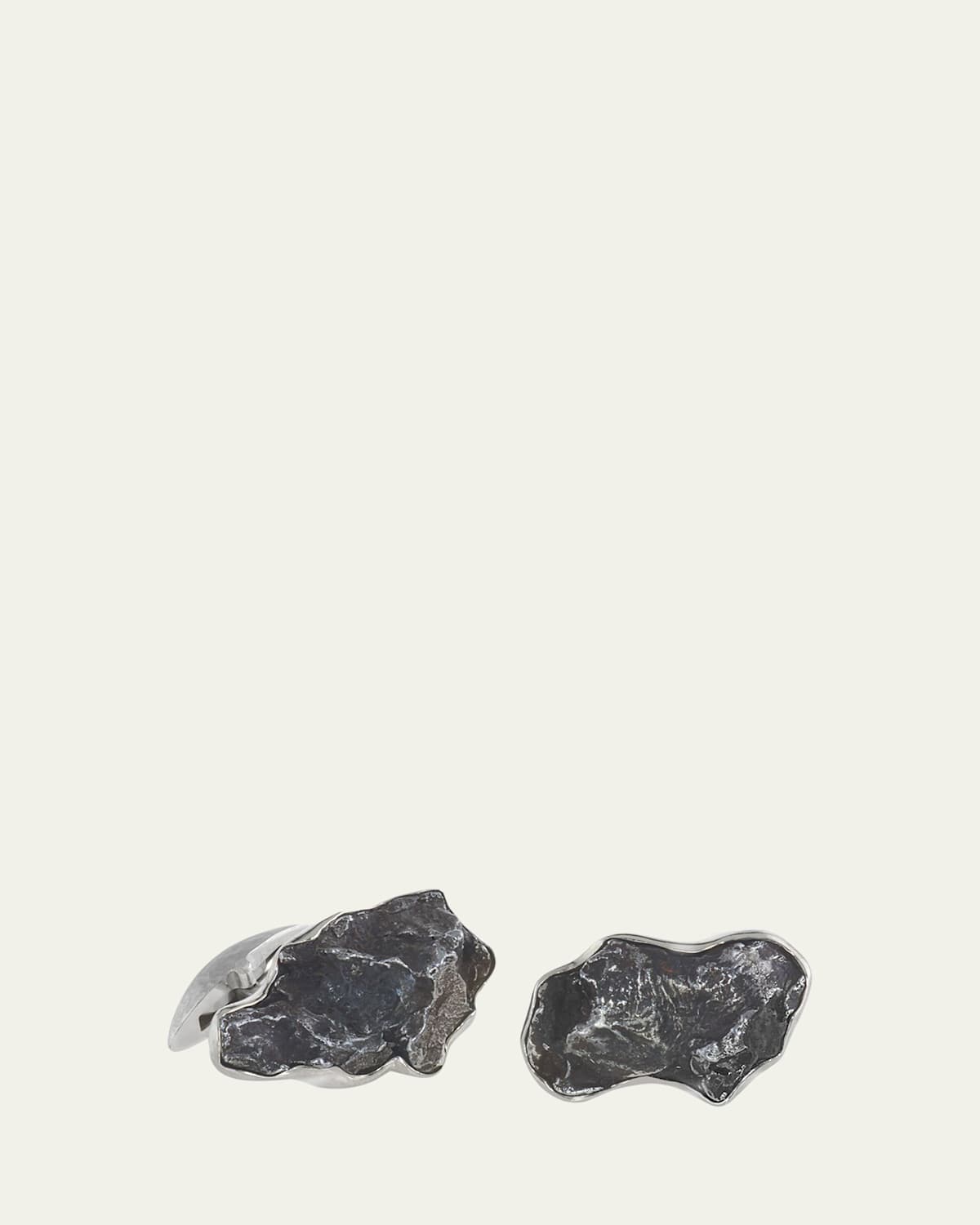 Men's Iron Meteorite 18k White Gold Cufflinks