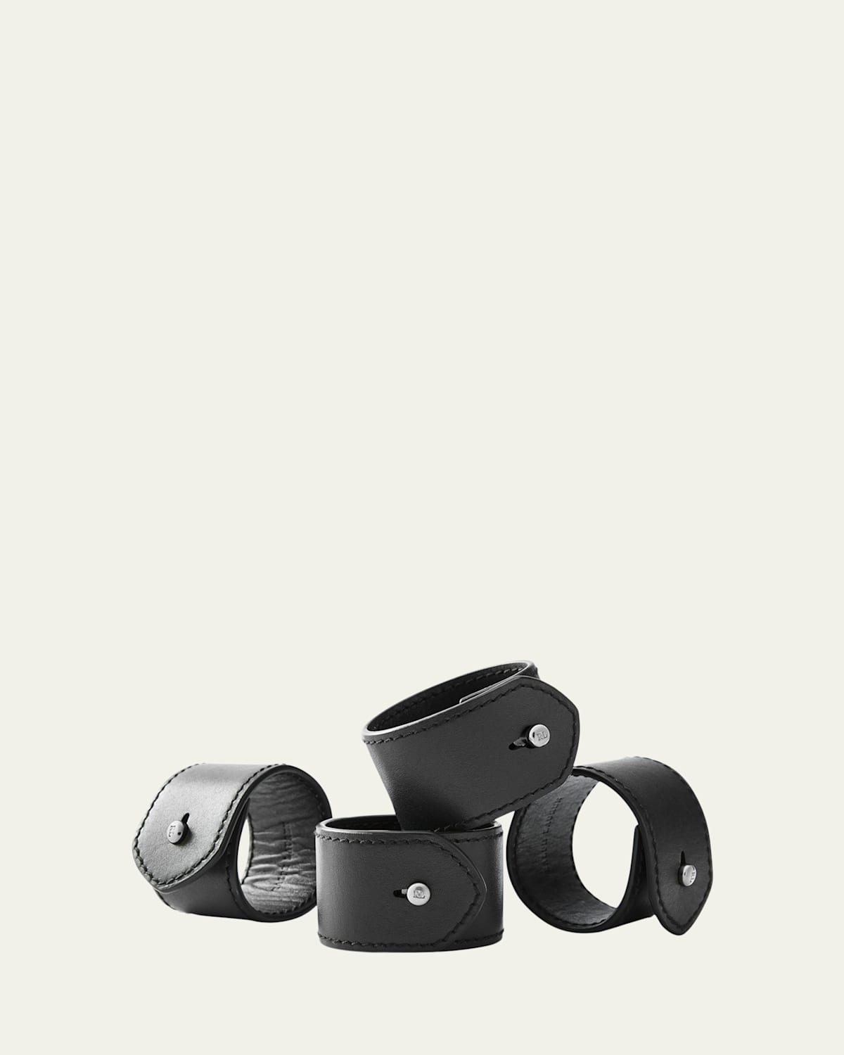 Polo Ralph Lauren Wyatt Set Of 4 Napkin Rings In Black