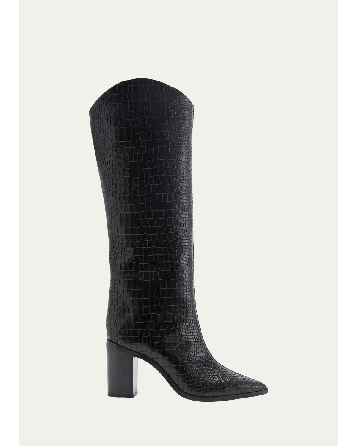 Analeah Snake-Print Leather Tall Boots