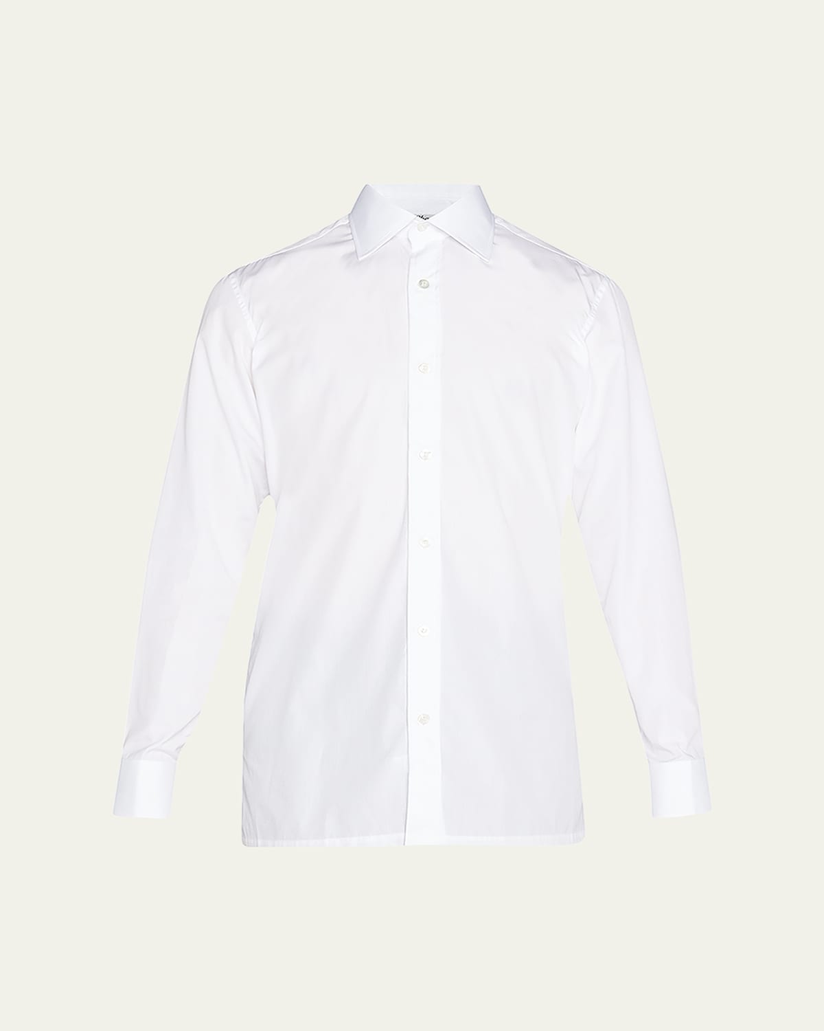 Men's Basic Solid Point-Collar Dress Shirt with French Cuffs