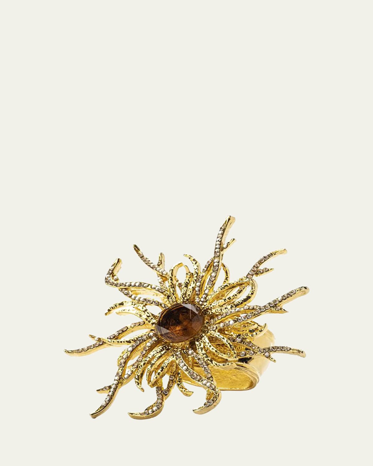 Gold Fire Spider Napkin Rings Made In The USA With Swarovski Crystals - Set of 4