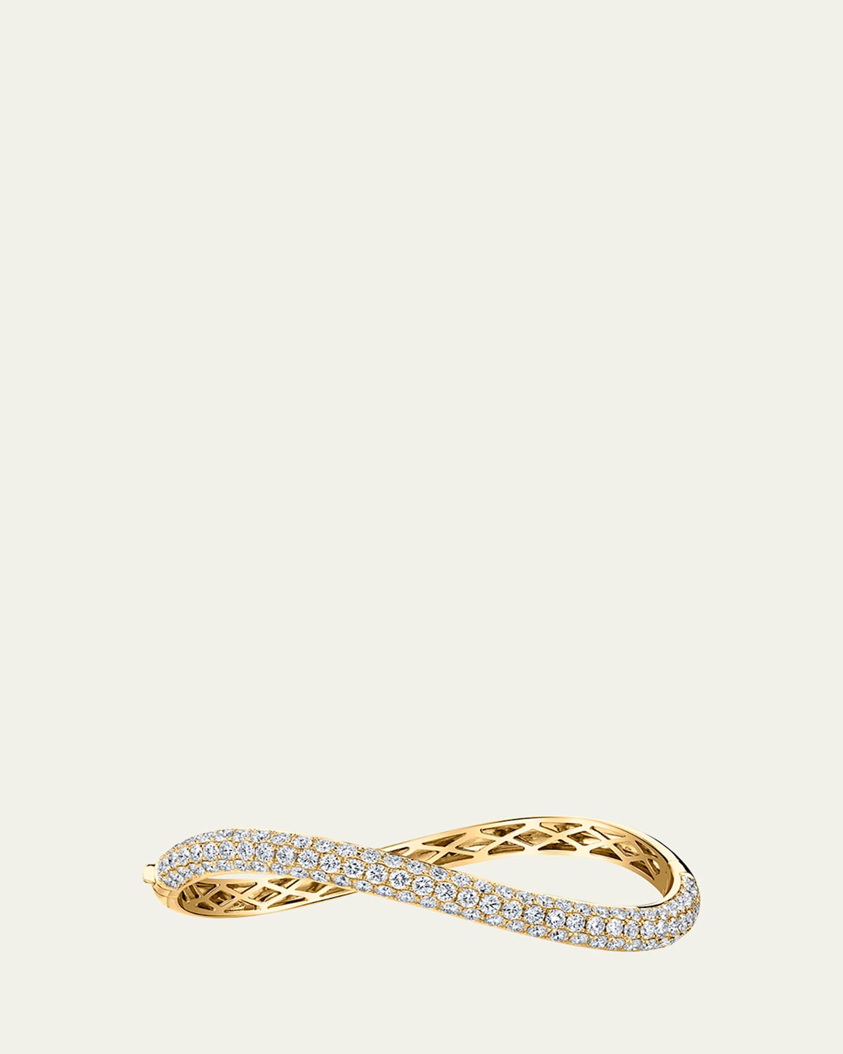 18k Yellow Gold Curved Diamond Bangle